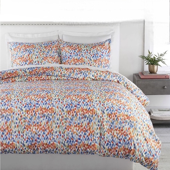 Pottery Barn Annabel Watercolor Dot Organic Percale Duvet Cover King - Picture 9 of 9